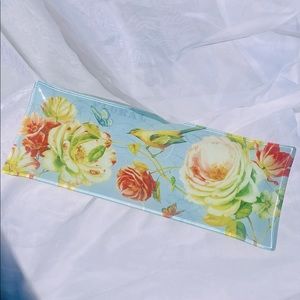 Floral Rectangle Glass Dish